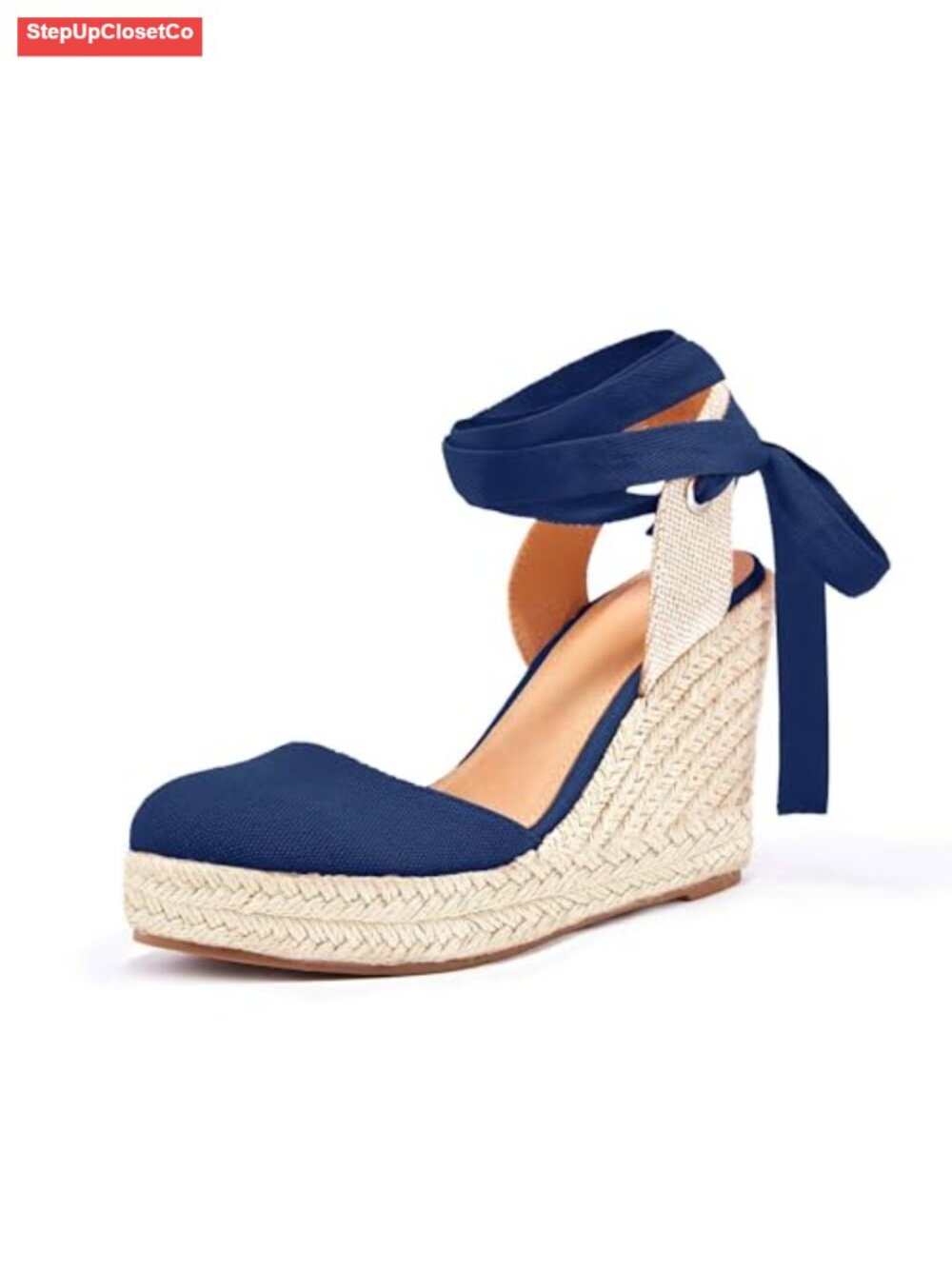 Womens Espadrilles Wedge Sandals Platform Closed Toe Ankle Strap Lace Up Suede